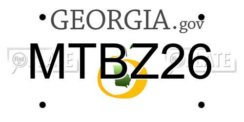 MTBZ26 Georgia License Plate