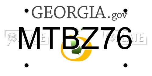 MTBZ76 Georgia License Plate