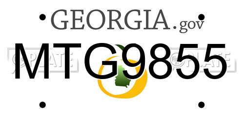 MTG9855 Georgia License Plate