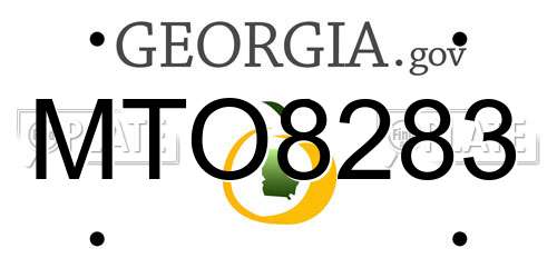 MTO8283 Georgia License Plate