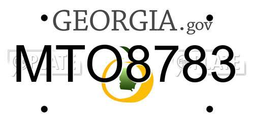 MTO8783 Georgia License Plate