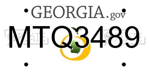 MTQ3489 Georgia License Plate