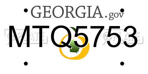 MTQ5753 Georgia License Plate