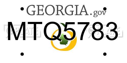MTQ5783 Georgia License Plate