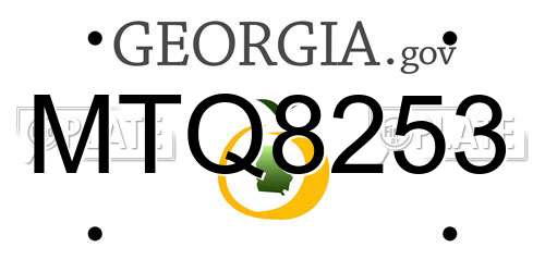 MTQ8253 Georgia License Plate