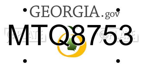 MTQ8753 Georgia License Plate