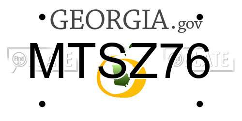 MTSZ76 Georgia License Plate