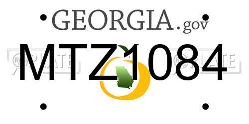 MTZ1084 Georgia License Plate