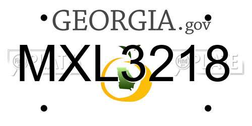 MXL3218 Georgia License Plate