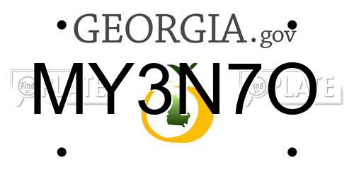 MY3N7O Georgia License Plate