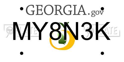 MY8N3K Georgia License Plate