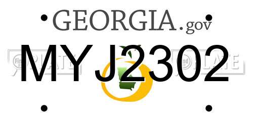 MYJ2302 Georgia License Plate