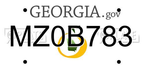 MZ0B783 Georgia License Plate
