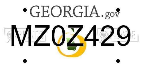 MZ0Z429 Georgia License Plate