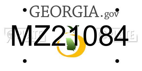 MZ21084 Georgia License Plate