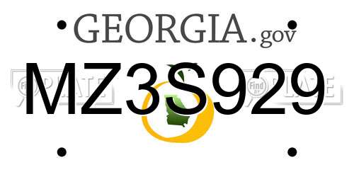 MZ3S929 Georgia License Plate