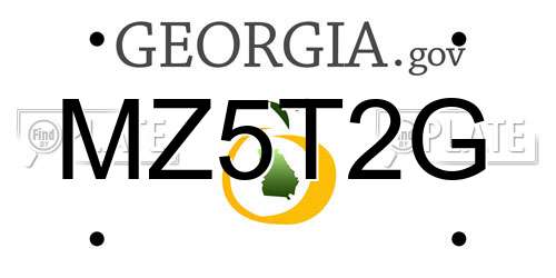 MZ5T2G Georgia License Plate
