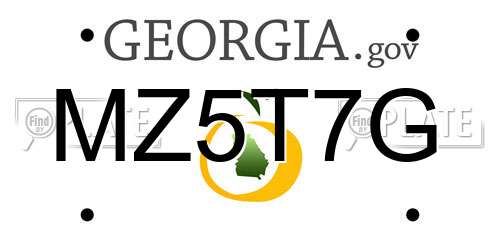 MZ5T7G Georgia License Plate