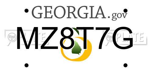 MZ8T7G Georgia License Plate