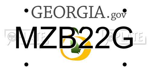 MZB22G Georgia License Plate