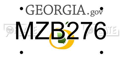MZB276 Georgia License Plate