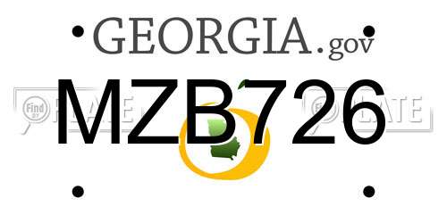 MZB726 Georgia License Plate