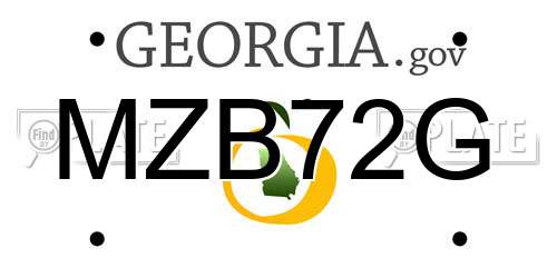 MZB72G Georgia License Plate