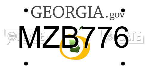 MZB776 Georgia License Plate