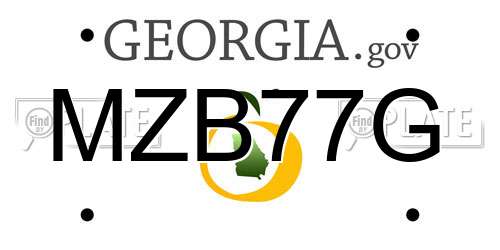 MZB77G Georgia License Plate