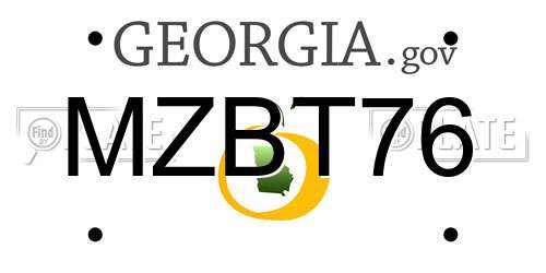 MZBT76 Georgia License Plate
