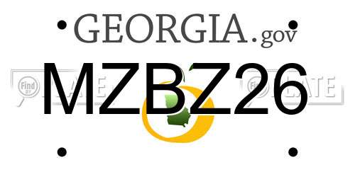 MZBZ26 Georgia License Plate