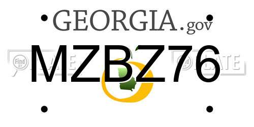 MZBZ76 Georgia License Plate
