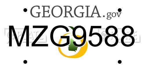MZG9588 Georgia License Plate