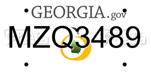 MZQ3489 Georgia License Plate
