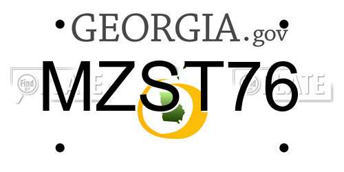 MZST76 Georgia License Plate