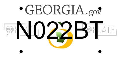 N022BT Georgia License Plate