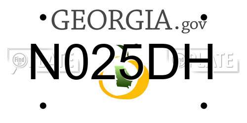 N025DH Georgia License Plate