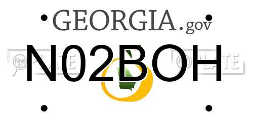 N02BOH Georgia License Plate