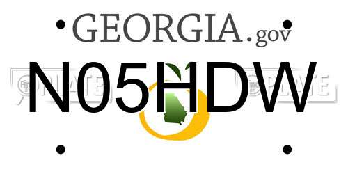 N05HDW Georgia License Plate