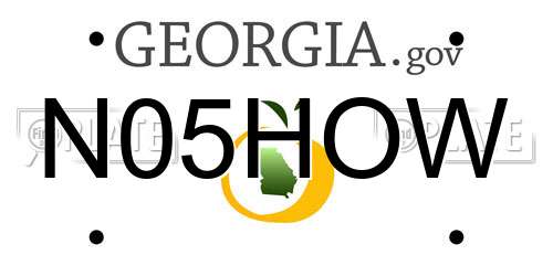 N05HOW Georgia License Plate