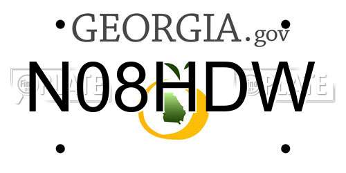 N08HDW Georgia License Plate