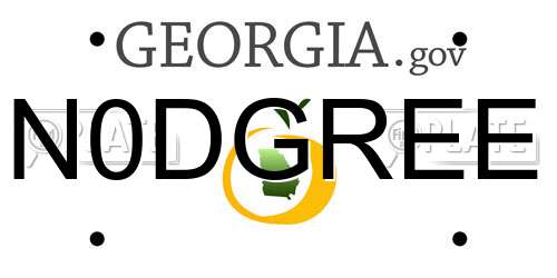 N0DGREE Georgia License Plate