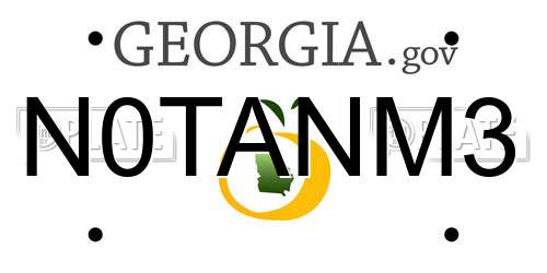 N0TANM3 Georgia License Plate