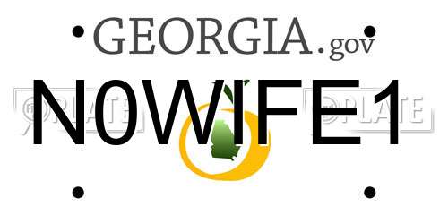 N0WIFE1 Georgia License Plate