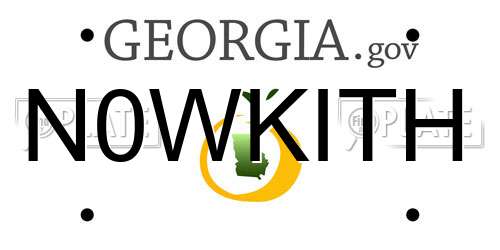 N0WKITH Georgia License Plate