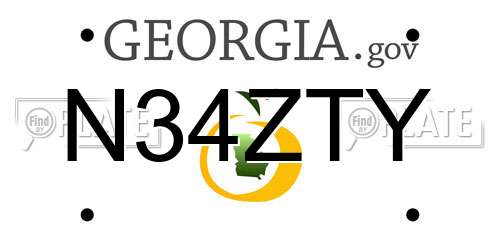 N34ZTY Georgia License Plate