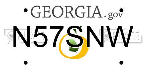 N57SNW Georgia License Plate