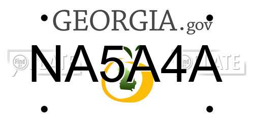 NA5A4A Georgia License Plate