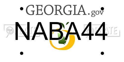 NABA44 Georgia License Plate