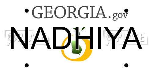 NADHIYA Georgia License Plate